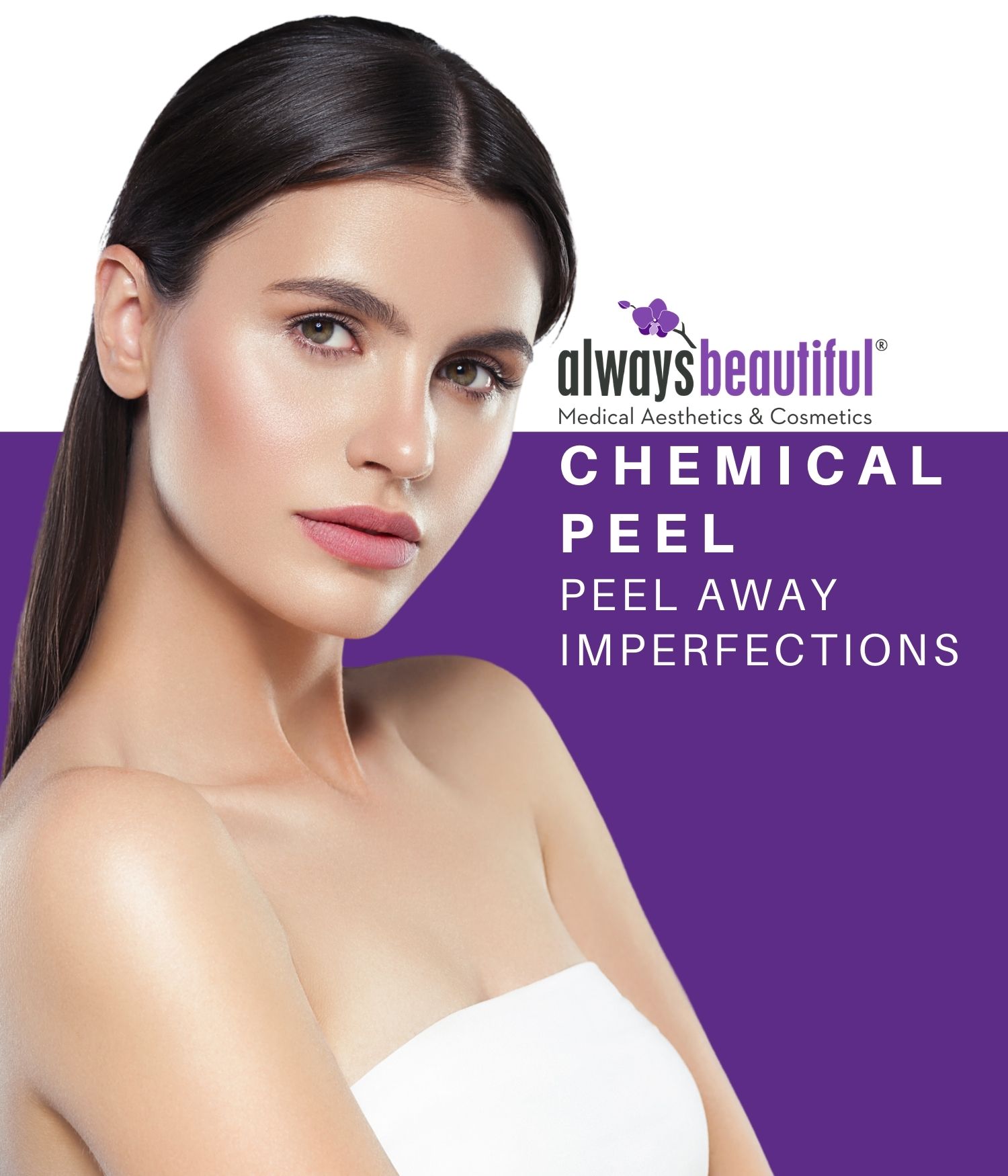 Woman with balanced skin complexion after chemical peel treatment at Always Beautiful.