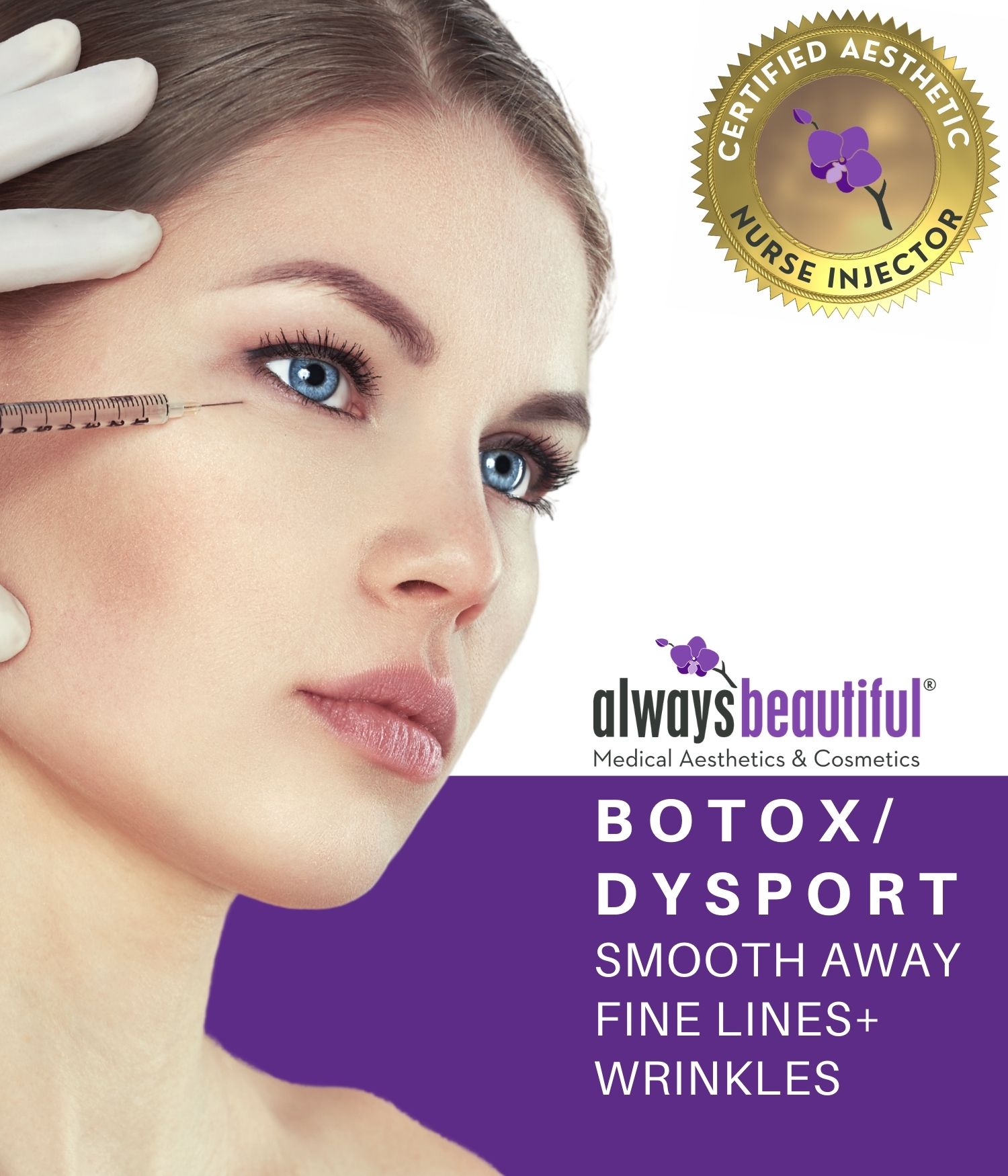 Woman receiving botox and dysport from a skilled injector at Always Beautiful.
