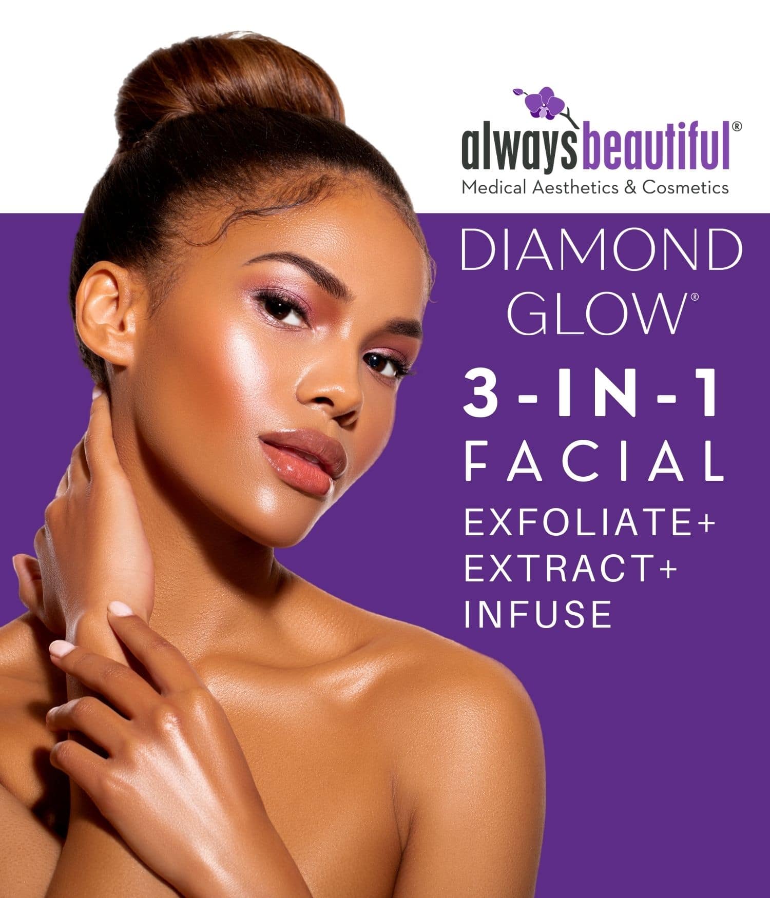 flawless woman with Diamond Glow treatment in Aurora, CO