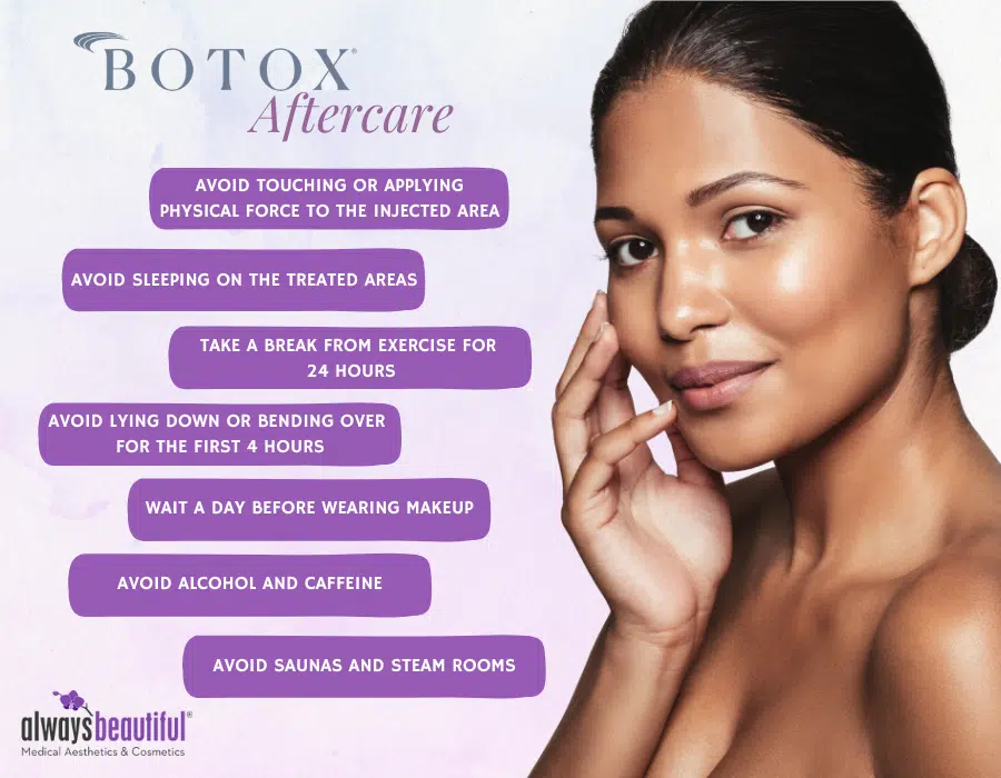 Graphic with points for optimizing Botox aftercare in Denver CO