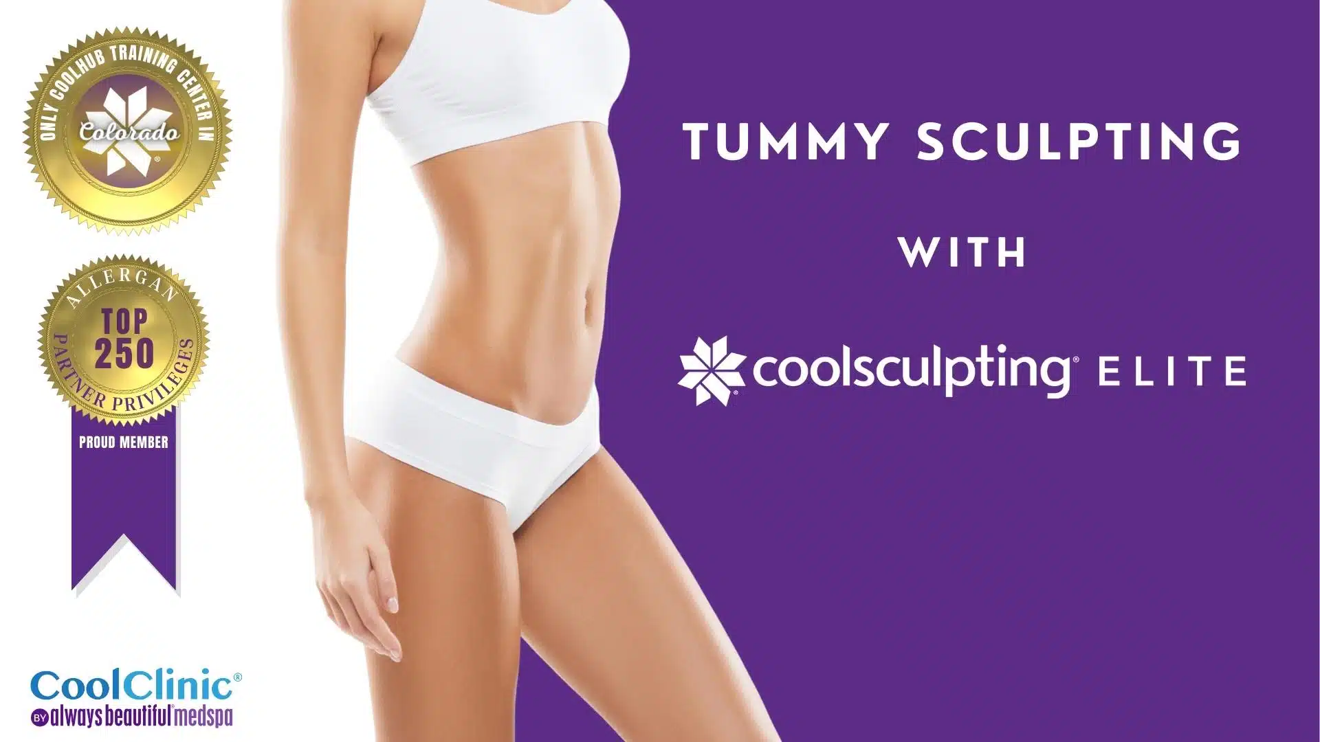 Young woman with a toned body after receiving Tummy Sculpting with CoolSculpting at Always Beautiful Med Spa in Aurora, Colorado.