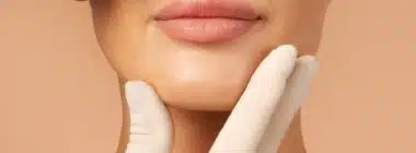 Woman's lips getting lip filler injections in Aurora, CO