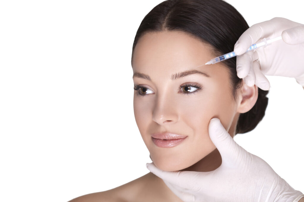 Close up of woman's face getting Dysport injections in Denver, CO